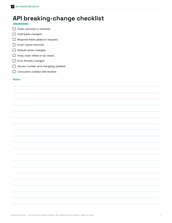 Preview of API Breaking Change Checklist